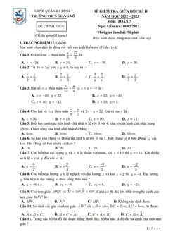 đề giữa học kì 2 toán 7 năm 2022 – 2023 trường thcs giảng võ – hà nội