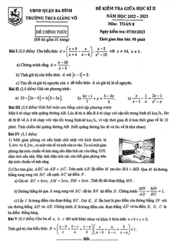 đề giữa học kì 2 toán 8 năm 2022 – 2023 trường thcs giảng võ – hà nội