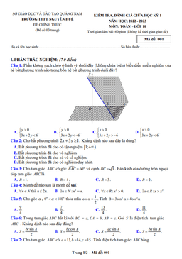 đề giữa học kỳ 1 toán 10 năm 2022 – 2023 trường thpt nguyễn huệ – quảng nam