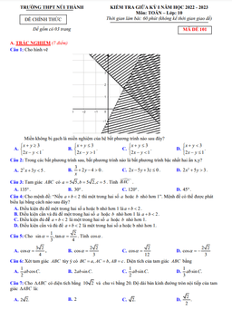 đề giữa học kỳ 1 toán 10 năm 2022 – 2023 trường thpt núi thành – quảng nam