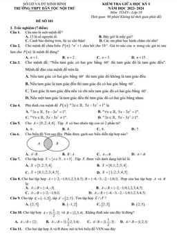 đề giữa học kỳ 1 toán 10 năm 2023 – 2024 trường thpt dtnt ninh bình