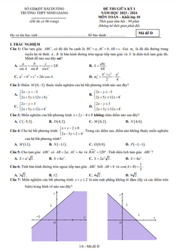 đề giữa học kỳ 1 toán 10 năm 2023 – 2024 trường thpt ninh giang – hải dương