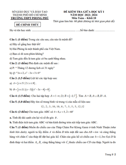 đề giữa học kỳ 1 toán 10 năm 2023 – 2024 trường thpt phong phú – tp hcm