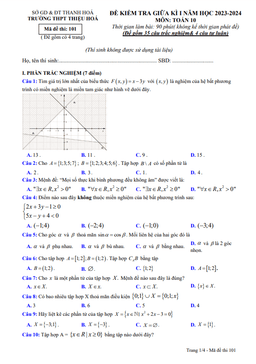 đề giữa học kỳ 1 toán 10 năm 2023 – 2024 trường thpt thiệu hóa – thanh hóa