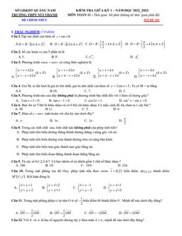 đề giữa học kỳ 1 toán 11 năm 2022 – 2023 trường thpt núi thành – quảng nam