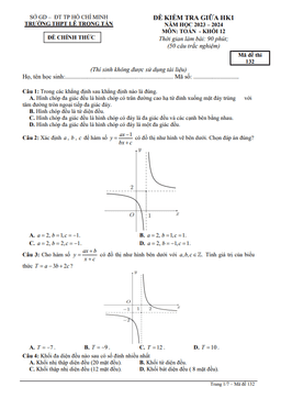 đề giữa học kỳ 1 toán 12 năm 2023 – 2024 trường thpt lê trọng tấn – tp hcm