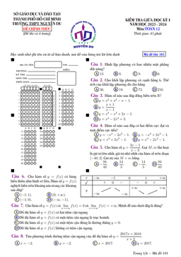 đề giữa học kỳ 1 toán 12 năm 2023 – 2024 trường thpt nguyễn du – tp hcm