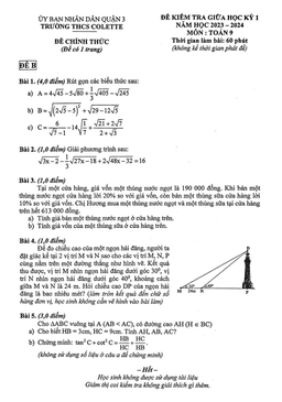 đề giữa học kỳ 1 toán 9 năm 2023 – 2024 trường thcs colette – tp hcm