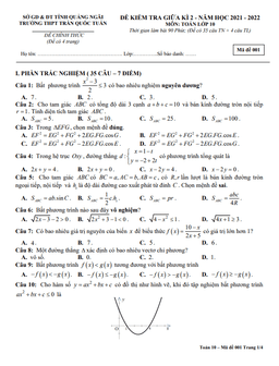 đề giữa học kỳ 2 toán 10 năm 2021 – 2022 trường thpt trần quốc tuấn – quảng ngãi