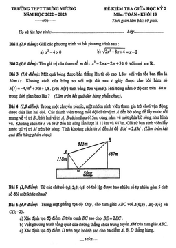 đề giữa học kỳ 2 toán 10 năm 2022 – 2023 trường thpt trưng vương – tp hcm