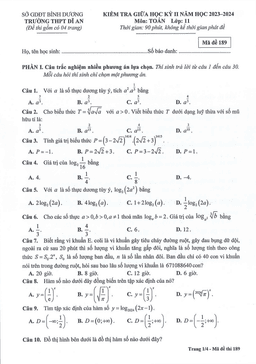 đề giữa học kỳ 2 toán 11 năm 2023 – 2024 trường thpt dĩ an – bình dương