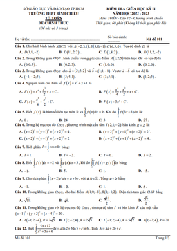 đề giữa học kỳ 2 toán 12 năm 2022 – 2023 trường thpt bình chiểu – tp hcm