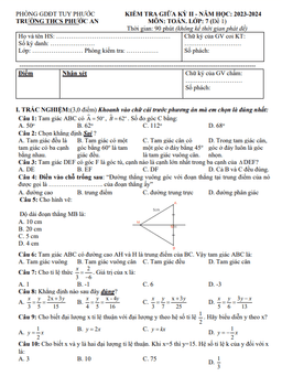 đề giữa học kỳ 2 toán 7 năm 2023 – 2024 trường thcs phước an – bình định