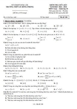 đề giữa kì 1 toán 10 năm 2023 – 2024 trường thpt lê hồng phong – đắk lắk