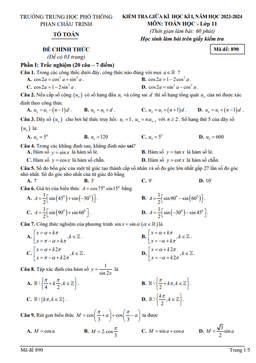 đề giữa kì 1 toán 11 knttvcs năm 2023 – 2024 trường phan châu trinh – đà nẵng