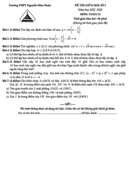 đề giữa kì 1 toán 11 năm 2022 – 2023 trường thpt nguyễn hữu huân – tp hcm