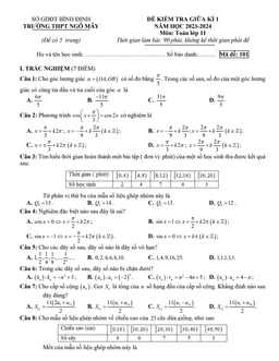 đề giữa kì 1 toán 11 năm 2023 – 2024 trường thpt ngô mây – bình định