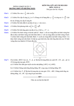 đề giữa kì 1 toán 11 năm 2023 – 2024 trường thpt võ trường toản – tp hcm