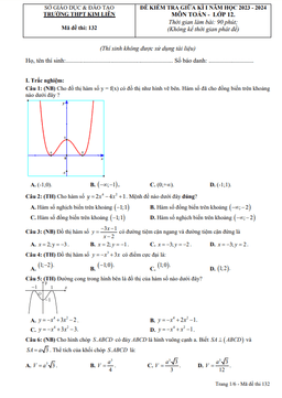 đề giữa kì 1 toán 12 năm 2023 – 2024 trường thpt kim liên – nghệ an