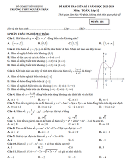 đề giữa kì 1 toán 12 năm 2023 – 2024 trường thpt nguyễn trân – bình định