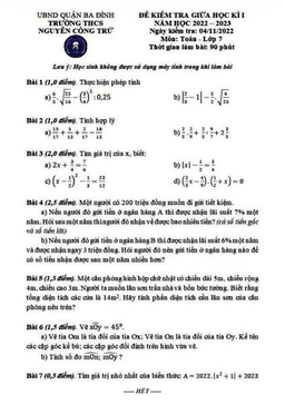 đề giữa kì 1 toán 7 năm 2022 – 2023 trường thcs nguyễn công trứ – hà nội