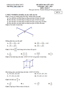 đề giữa kì 1 toán 7 năm 2022 – 2023 trường thcs trà an – cần thơ