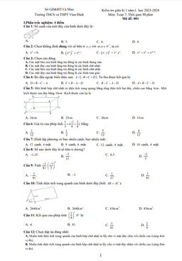 đề giữa kì 1 toán 7 năm 2023 – 2024 trường thcs&thpt vàm đình – cà mau