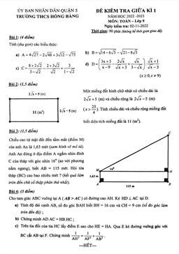 đề giữa kì 1 toán 9 năm 2022 – 2023 trường thcs hồng bàng – tp hcm