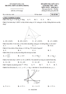 đề giữa kì 2 toán 11 năm 2023 – 2024 trường thpt lê hồng phong – đắk lắk