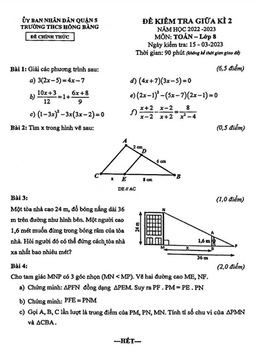 đề giữa kì 2 toán 8 năm 2022 – 2023 trường thcs hồng bàng – tp hcm