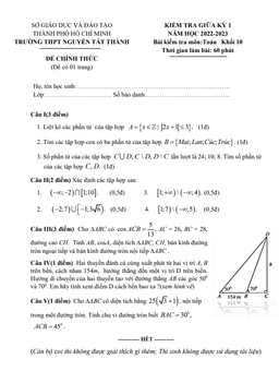 đề giữa kỳ 1 toán 10 năm 2022 – 2023 trường thpt nguyễn tất thành – tp hcm