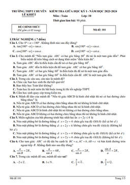 đề giữa kỳ 1 toán 10 năm 2023 – 2024 trường chuyên lê khiết – quảng ngãi