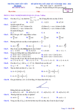 đề giữa kỳ 1 toán 11 knttvcs năm 2023 – 2024 trường thpt yên viên – hà nội