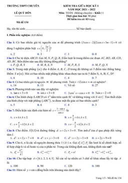 đề giữa kỳ 1 toán 11 năm 2021 – 2022 trường chuyên lê quý đôn – khánh hòa