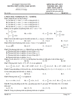 đề giữa kỳ 1 toán 11 năm 2022 – 2023 thpt lương ngọc quyến – thái nguyên