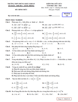 đề giữa kỳ 1 toán 11 năm 2022 – 2023 trường thpt phùng khắc khoan – hà nội