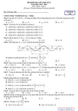 đề giữa kỳ 1 toán 11 năm 2023 – 2024 trường thpt chuyên quốc học huế