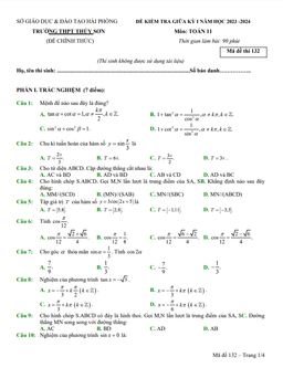 đề giữa kỳ 1 toán 11 năm 2023 – 2024 trường thpt thủy sơn – hải phòng