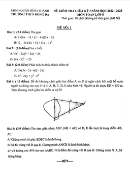 đề giữa kỳ 1 toán 8 năm 2022 – 2023 trường thcs đống đa – tp hcm