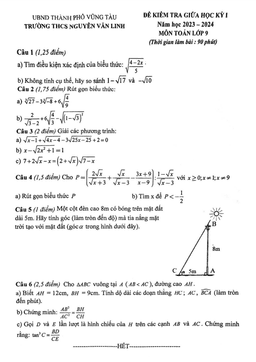 đề giữa kỳ 1 toán 9 năm 2023 – 2024 trường thcs nguyễn văn linh – br vt