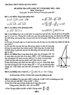 đề giữa kỳ 1 toán 9 năm 2023 – 2024 trường thcs trần quang khải – tp hcm