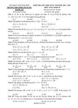 đề giữa kỳ 2 toán 10 năm 2021 – 2022 trường thpt đông hưng hà – thái bình