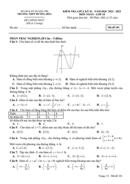 đề giữa kỳ 2 toán 10 năm 2022 – 2023 trường thpt hướng hóa – quảng trị