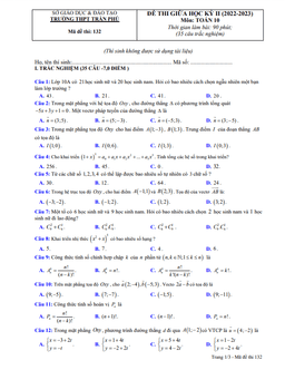đề giữa kỳ 2 toán 10 năm 2022 – 2023 trường thpt trần phú – phú yên