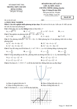 đề giữa kỳ 2 toán 10 năm 2023 – 2024 trường thpt chuyên hùng vương – phú thọ