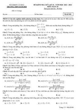 đề giữa kỳ 2 toán 10 năm 2023 – 2024 trường thpt đầm dơi – cà mau