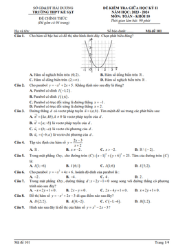 đề giữa kỳ 2 toán 10 năm 2023 – 2024 trường thpt kẻ sặt – hải dương