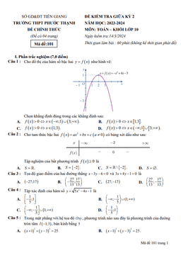đề giữa kỳ 2 toán 10 năm 2023 – 2024 trường thpt phước thạnh – tiền giang