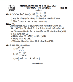 đề giữa kỳ 2 toán 11 năm 2022 – 2023 trường thpt gia định – tp hcm