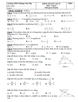 đề giữa kỳ 2 toán 8 năm 2021 – 2022 trường thcs hoàng văn thụ – quảng nam